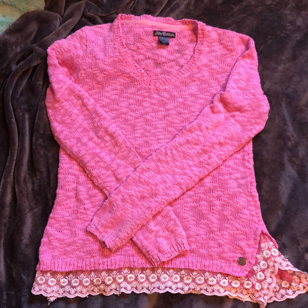 Metal Mulisha pink lace sweater